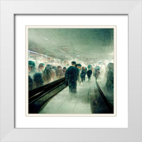 Futuristic City Subway 3 White Modern Wood Framed Art Print with Double Matting by Screendoor