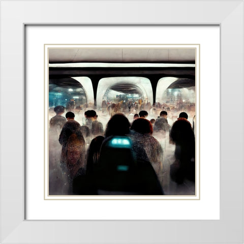 Futuristic City Subway White Modern Wood Framed Art Print with Double Matting by Screendoor