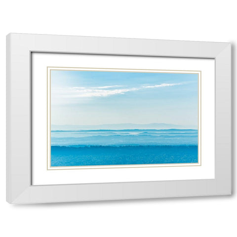 Morning Layers Blue White Modern Wood Framed Art Print with Double Matting by Malone, Will