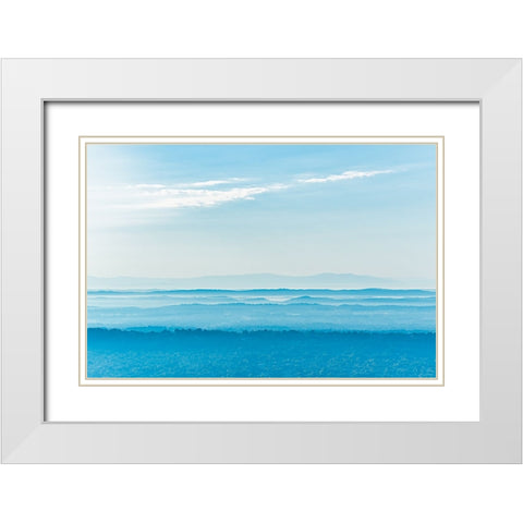 Morning Layers Blue White Modern Wood Framed Art Print with Double Matting by Malone, Will