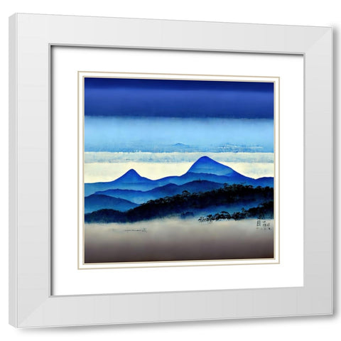 Mountain Layers 1 White Modern Wood Framed Art Print with Double Matting by Screendoor