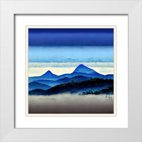 Mountain Layers 1 White Modern Wood Framed Art Print with Double Matting by Screendoor