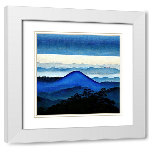 Mountain Layers 2 White Modern Wood Framed Art Print with Double Matting by Screendoor