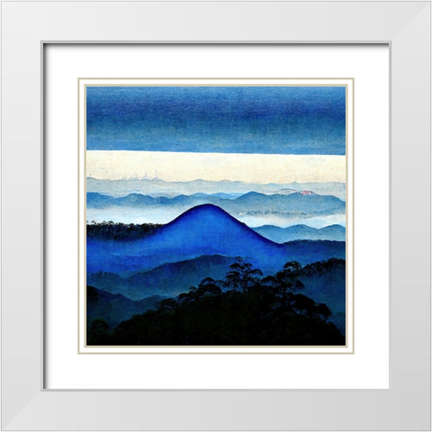Mountain Layers 2 White Modern Wood Framed Art Print with Double Matting by Screendoor