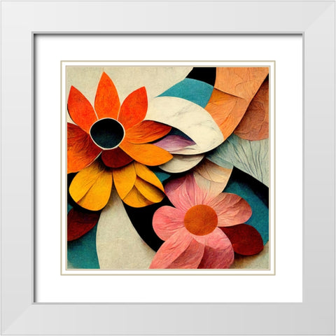 Paper Flowers 18 White Modern Wood Framed Art Print with Double Matting by Screendoor