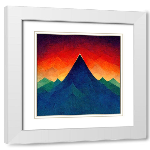 Rainbow Volcano 1 White Modern Wood Framed Art Print with Double Matting by Screendoor