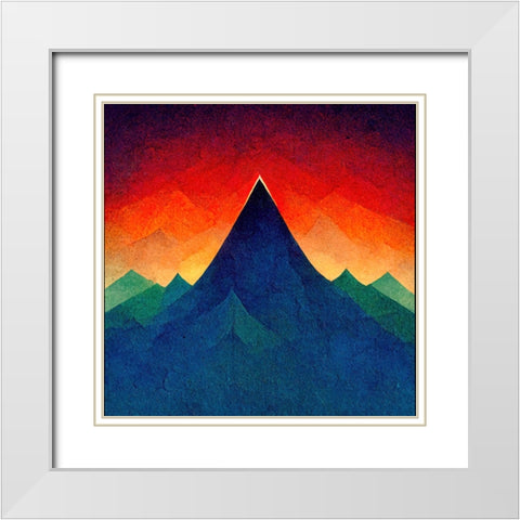 Rainbow Volcano 1 White Modern Wood Framed Art Print with Double Matting by Screendoor