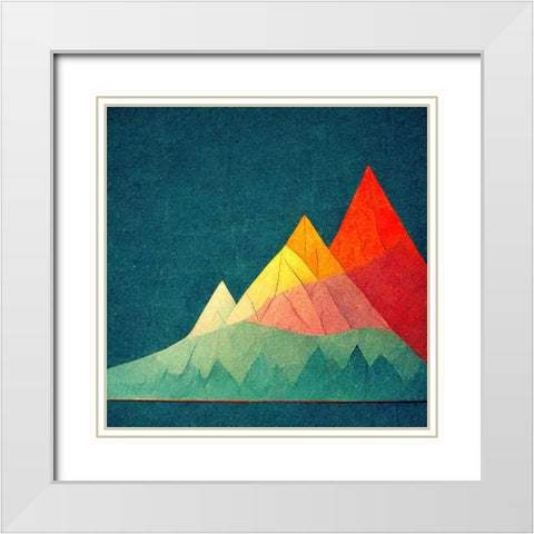 Rainbow Volcano 4 White Modern Wood Framed Art Print with Double Matting by Screendoor