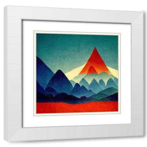 Rainbow Volcano 6 White Modern Wood Framed Art Print with Double Matting by Screendoor