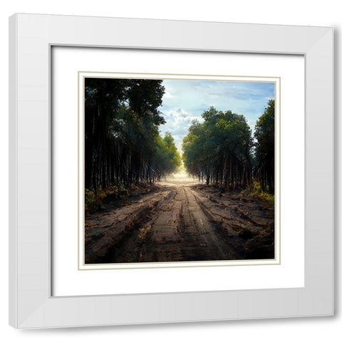 Road in the Woods 10 White Modern Wood Framed Art Print with Double Matting by Screendoor