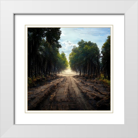 Road in the Woods 10 White Modern Wood Framed Art Print with Double Matting by Screendoor