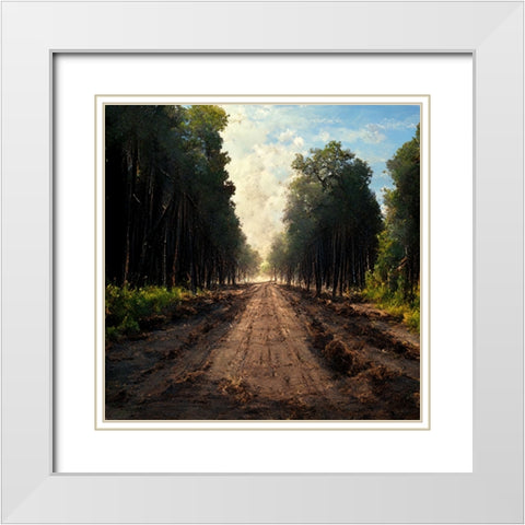 Road in the Woods 2 White Modern Wood Framed Art Print with Double Matting by Screendoor