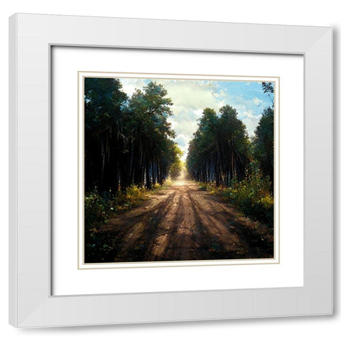 Road in the Woods 5 White Modern Wood Framed Art Print with Double Matting by Screendoor