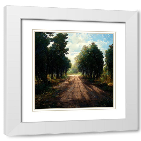 Road in the Woods 6 White Modern Wood Framed Art Print with Double Matting by Screendoor
