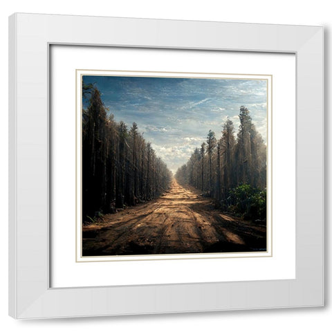 Road in the Woods 9 White Modern Wood Framed Art Print with Double Matting by Screendoor