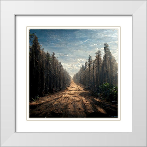 Road in the Woods 9 White Modern Wood Framed Art Print with Double Matting by Screendoor