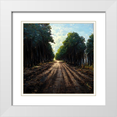 Road in the Woods White Modern Wood Framed Art Print with Double Matting by Screendoor