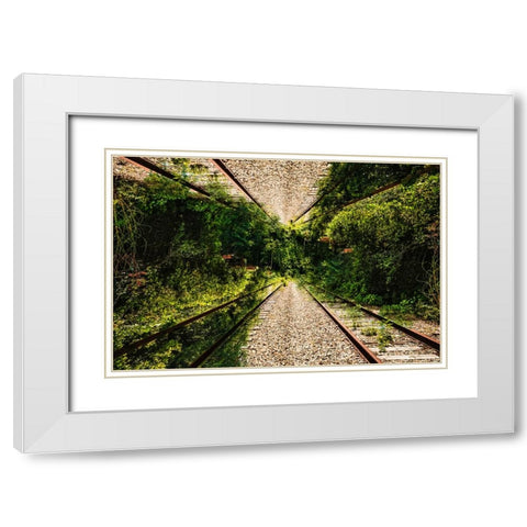 Saluda Tracks Upside Down 3 White Modern Wood Framed Art Print with Double Matting by Malone, Will
