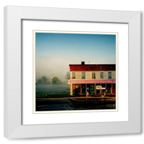 Small Town Morning 2 White Modern Wood Framed Art Print with Double Matting by Screendoor
