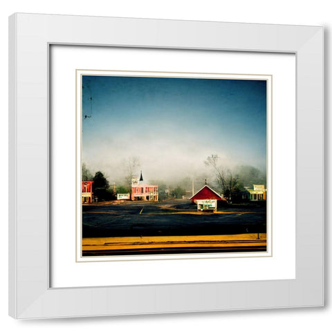 Small Town Morning 3 White Modern Wood Framed Art Print with Double Matting by Screendoor