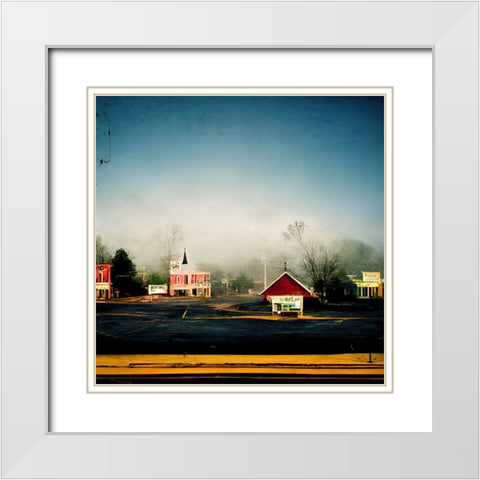 Small Town Morning 3 White Modern Wood Framed Art Print with Double Matting by Screendoor