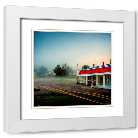 Small Town Morning White Modern Wood Framed Art Print with Double Matting by Screendoor