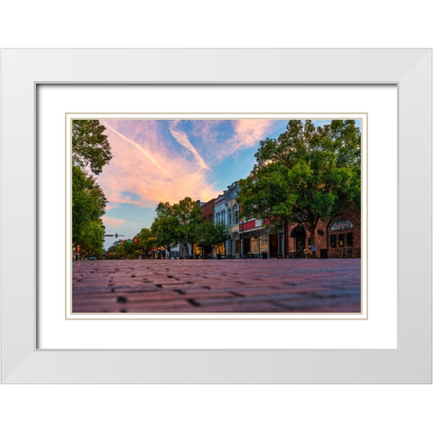 Sunrise on Broad Street White Modern Wood Framed Art Print with Double Matting by Malone, Will