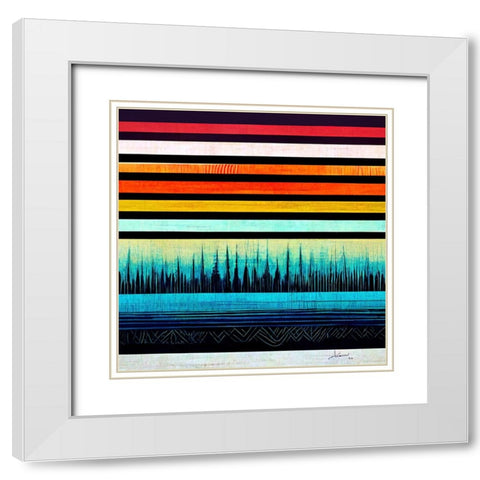 Waveform 10 White Modern Wood Framed Art Print with Double Matting by Screendoor