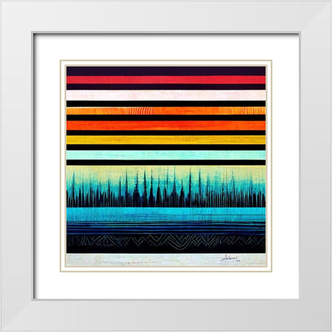 Waveform 10 White Modern Wood Framed Art Print with Double Matting by Screendoor