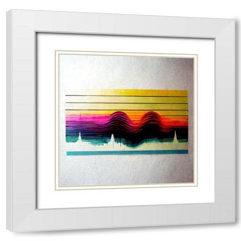 Waveform 11 White Modern Wood Framed Art Print with Double Matting by Screendoor