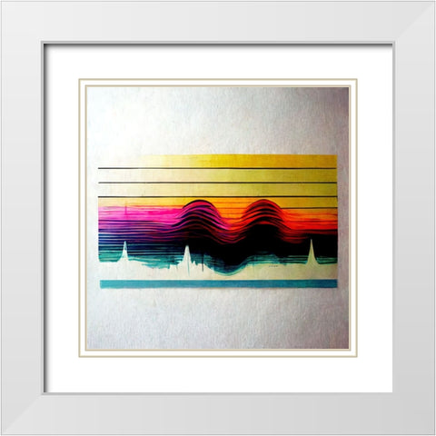 Waveform 11 White Modern Wood Framed Art Print with Double Matting by Screendoor