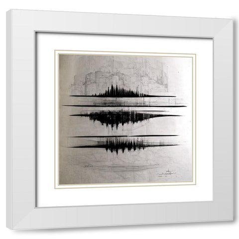 Waveform 1 White Modern Wood Framed Art Print with Double Matting by Screendoor