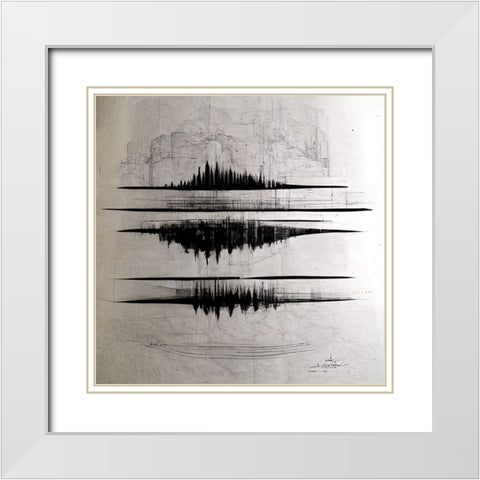 Waveform 1 White Modern Wood Framed Art Print with Double Matting by Screendoor