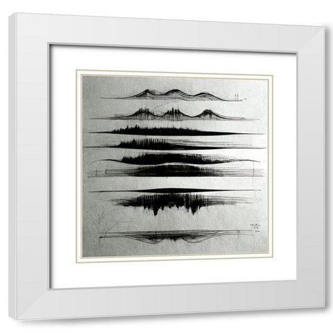 Waveform 2 White Modern Wood Framed Art Print with Double Matting by Screendoor