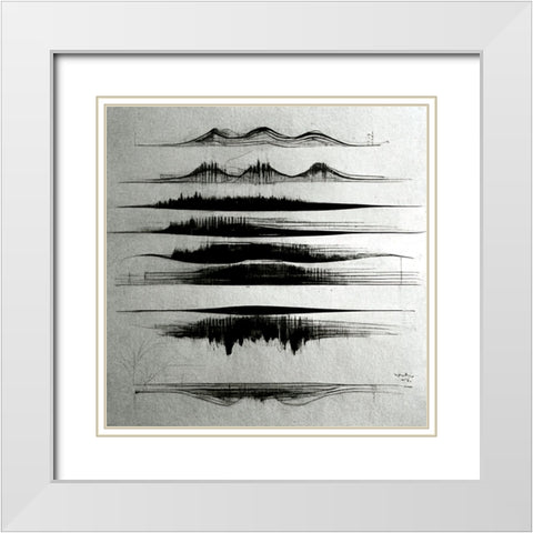 Waveform 2 White Modern Wood Framed Art Print with Double Matting by Screendoor