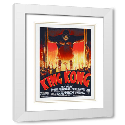 King Kong White Modern Wood Framed Art Print with Double Matting by Screendoor