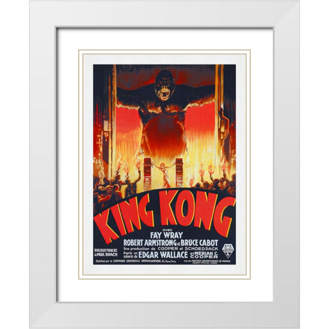 King Kong White Modern Wood Framed Art Print with Double Matting by Screendoor