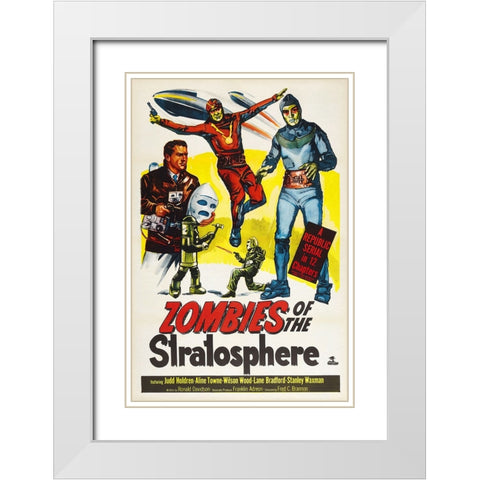 Zombies of the Stratosphere White Modern Wood Framed Art Print with Double Matting by Screendoor