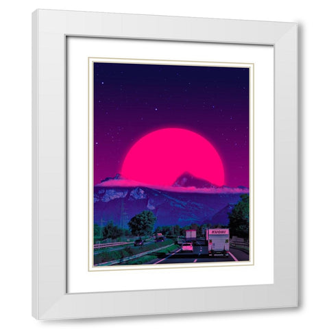 Neon Worlds 4 White Modern Wood Framed Art Print with Double Matting by Orozco, Danner