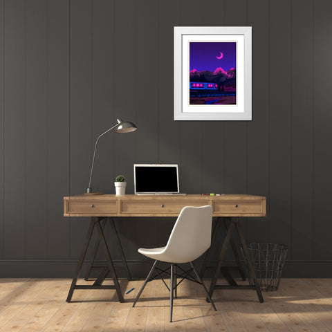 Neon Worlds 3 White Modern Wood Framed Art Print with Double Matting by Orozco, Danner