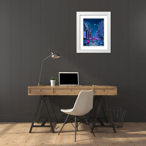 Neon Worlds 7 White Modern Wood Framed Art Print with Double Matting by Orozco, Danner