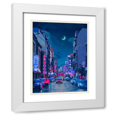 Neon Worlds 7 White Modern Wood Framed Art Print with Double Matting by Orozco, Danner