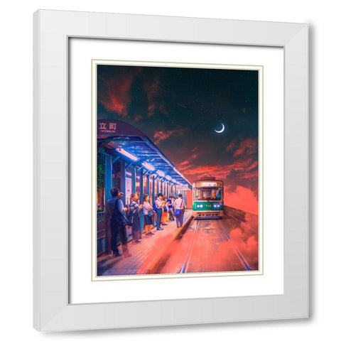 Neon Worlds 8 White Modern Wood Framed Art Print with Double Matting by Orozco, Danner