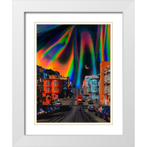 Chromatic Town White Modern Wood Framed Art Print with Double Matting by Orozco, Danner