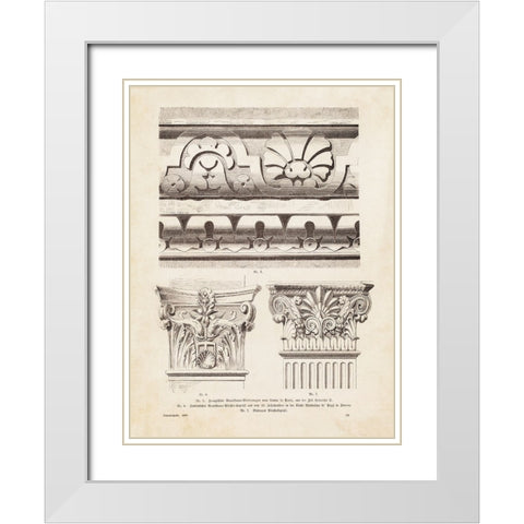 Architectural Ornament - II White Modern Wood Framed Art Print with Double Matting by CAG