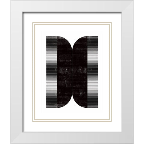 Comb - II White Modern Wood Framed Art Print with Double Matting by CAG