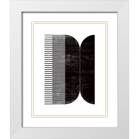Comb - III White Modern Wood Framed Art Print with Double Matting by CAG