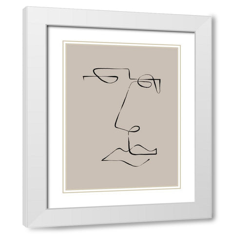 Face Study I White Modern Wood Framed Art Print with Double Matting by CAG