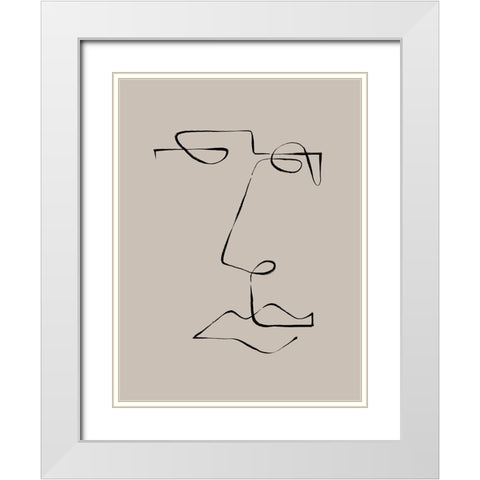 Face Study I White Modern Wood Framed Art Print with Double Matting by CAG