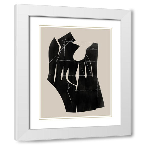 Stitch II White Modern Wood Framed Art Print with Double Matting by CAG